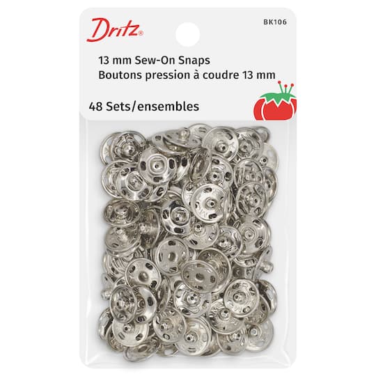 Dritz® 1/2" Silver Sew-On Snaps, 48 Sets